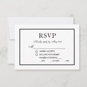 Modern Elegant Wedding Black & White RSVP MB Card