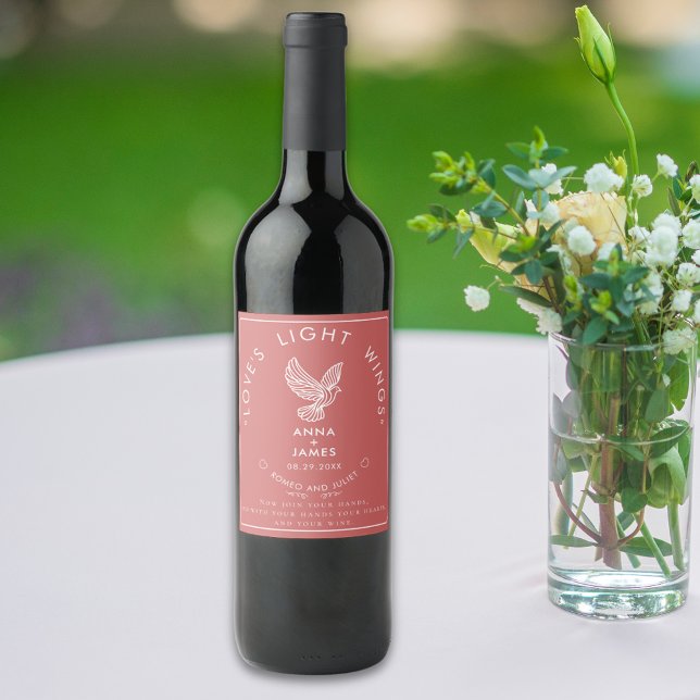 Modern Elegant Wedding Chic Blush Rose Quote Wine Label (Creator Uploaded)