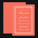 Modern Elegant Wedding Coral and White Frames Invitation<br><div class="desc">Modern Elegant Simple Geometric Wedding Coral and White Invitation Card</div>