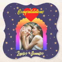 Modern Elegant Wedding Custom Photo Coasters Gift