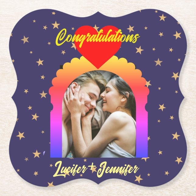 Modern Elegant Wedding Custom Photo Coasters Gift (Front)