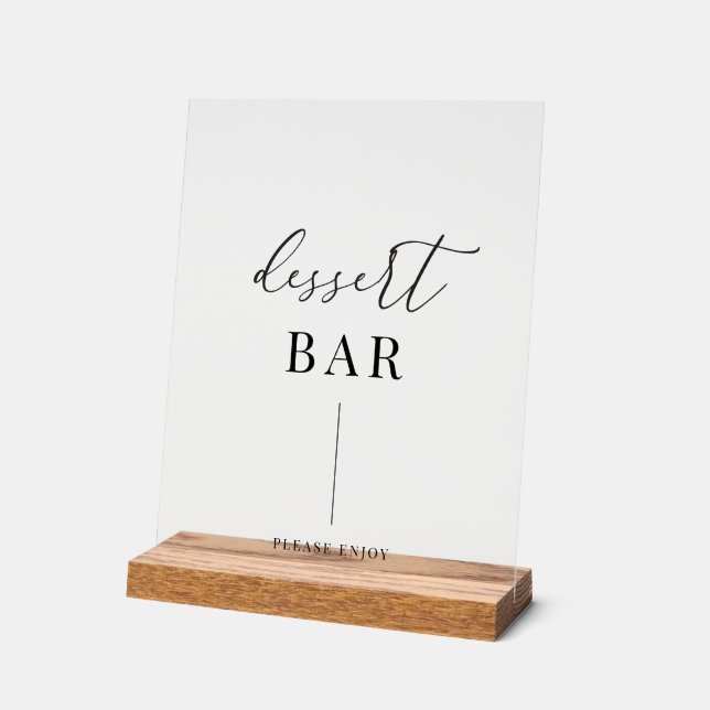 Modern Elegant Wedding Dessert Bar Acrylic Sign (Angle)