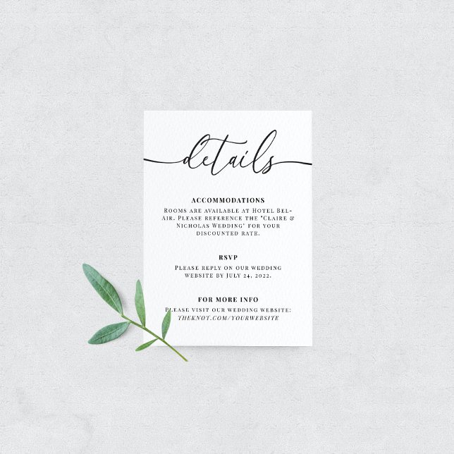 Modern Elegant Wedding Details Enclosure Card (Creator Uploaded)