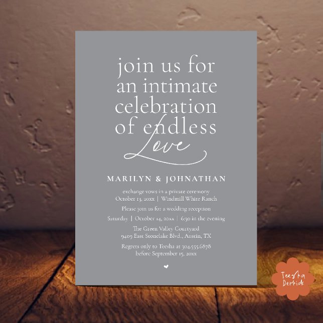 Modern Elegant Wedding, Endless Love, Reception Invitation (Modern Elegant Wedding, Endless Love, Reception Dinner Invitation Card in Grey)