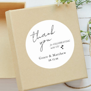 Modern Elegant Wedding Favour Thank You Classic Round Sticker