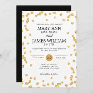 Modern & Elegant Wedding Gold Glitter Confetti Invitation