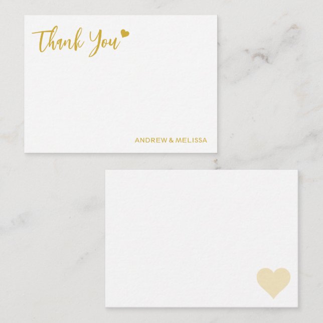 Modern Elegant Wedding Gold Thank You Newlyweds   Card (Front/Back)