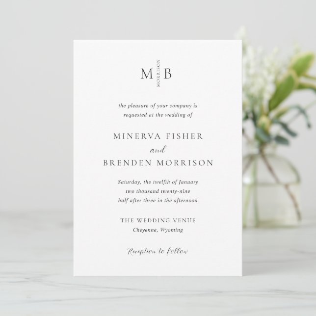 Modern Elegant Wedding Invitation (Standing Front)
