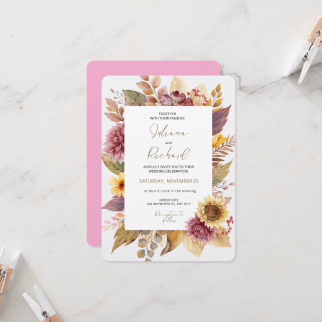 Modern Elegant Wedding Invitation Design  (Front/Back In Situ)