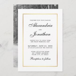 Modern Elegant Wedding Invite - Black White Photo