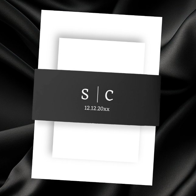 Modern Elegant Wedding Monogrammed Invitation Belly Band (Modern Elegant Wedding Monogrammed Invitation Belly Bands by Ricaso. Add your wedding date)
