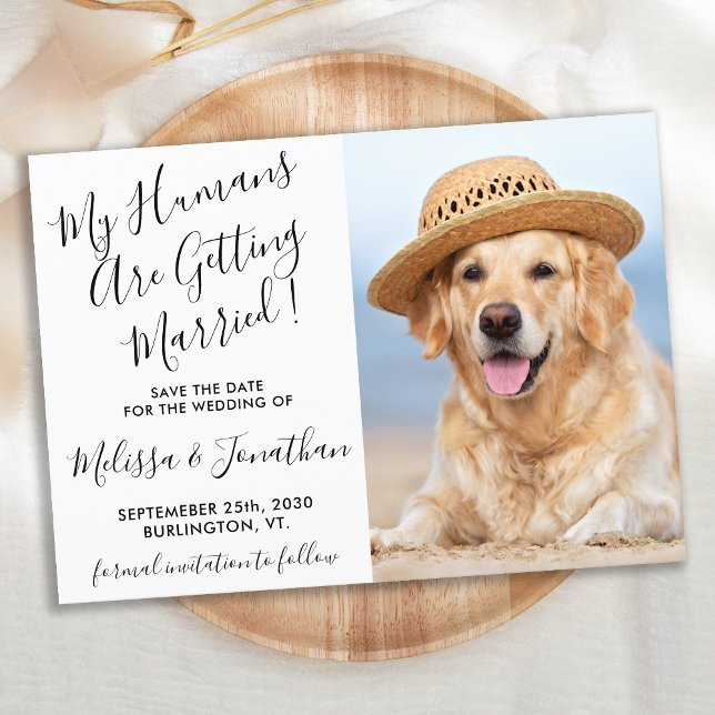 Modern Elegant Wedding Photo Personalised Pet Dog  Save The Date (Creator Uploaded)