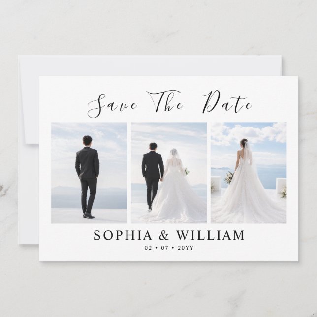 Modern Elegant Wedding Photo Save The Date (Front)
