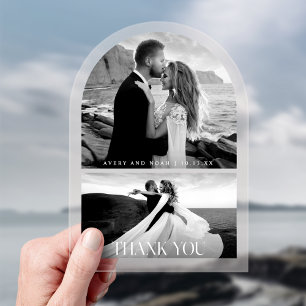 Modern Elegant Wedding Photo Thank You Acrylic Invitations