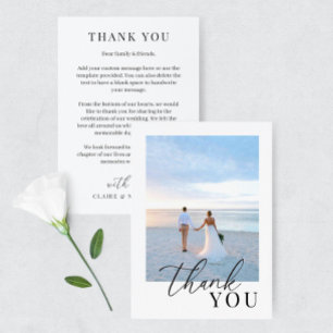Modern Elegant Wedding Photo Thank You Card