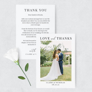 Modern Elegant Wedding Photo Thank You Card