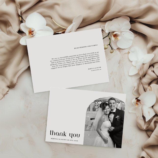 Modern Elegant Wedding Photos Thank You Card (Creator Uploaded)