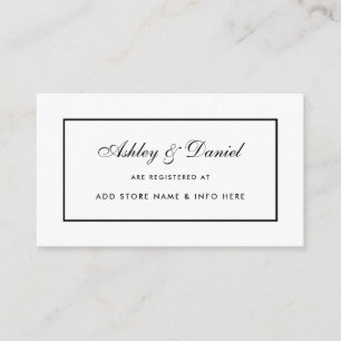 Modern Elegant Wedding Registry Insert Card BW