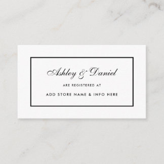 Modern Elegant Wedding Registry Insert Card BW