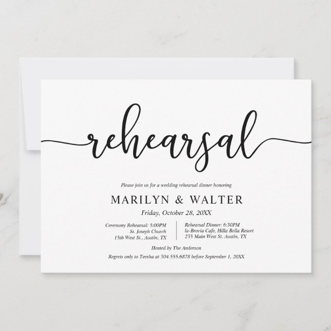 Modern Elegant, Wedding Rehearsal and Dinner Invitation (Front)