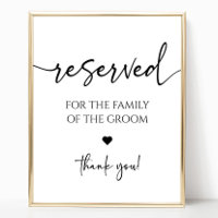 Modern Elegant Wedding Reserved Seating Table Sign