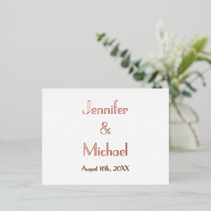 Modern Elegant Wedding Response RSVP Rose Gold Foil Invitation Postcard