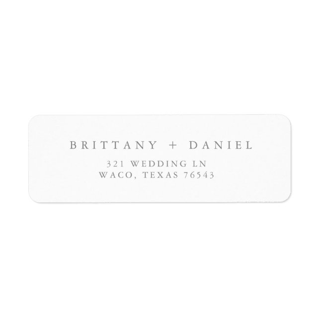Modern Elegant Wedding Return Address Label (Front)