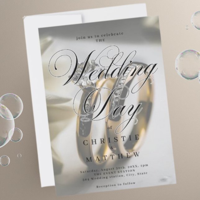 Modern Elegant Wedding Rings Invitation (Creator Uploaded)