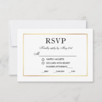 Modern Elegant Wedding RSVP Black White Card MB