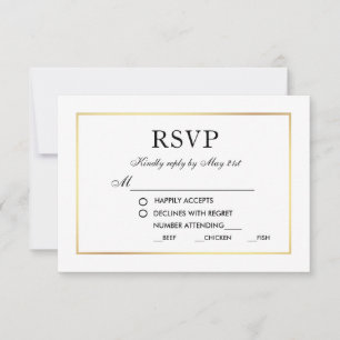 Modern Elegant Wedding RSVP Black & White M Card