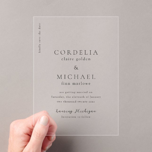 Modern Elegant Wedding Save the Date Acrylic Invitations (Insitu (Handheld))