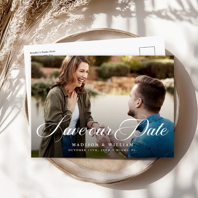 Modern Elegant Wedding Save The Date Postcard (Creator Uploaded)