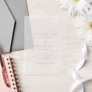 Modern Elegant Wedding Save the Date Vellum Invitations