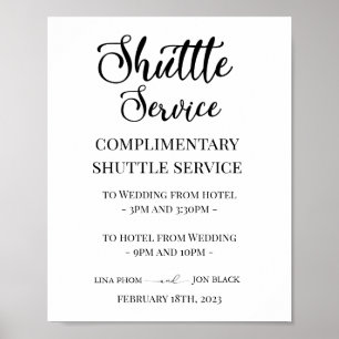 Modern Elegant Wedding Shuttle Service Sign