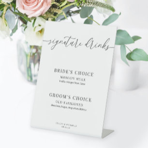 Modern Elegant Wedding Signature Drinks Pedestal S Sign