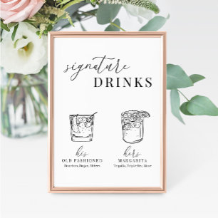 Modern Elegant Wedding Signature Drinks Sign