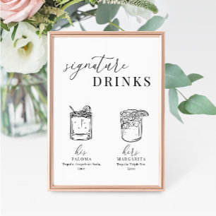Modern Elegant Wedding Signature Drinks Sign