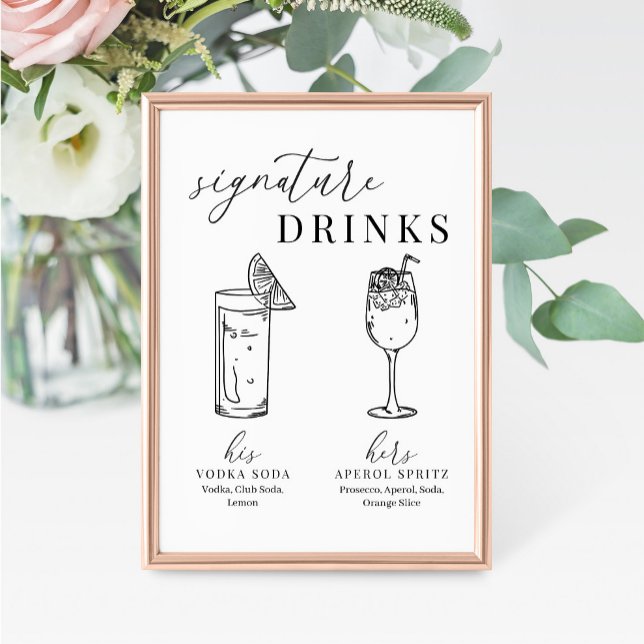 Modern Elegant Wedding Signature Drinks Sign (Creator Uploaded)