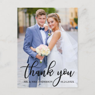 Modern Elegant Wedding Thank You Bride Groom Photo Postcard