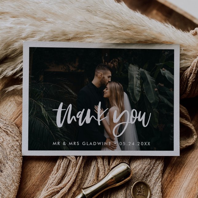 Modern elegant wedding Thank you photo card (Creator Uploaded)