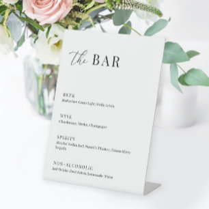 Modern Elegant Wedding The Bar Menu Pedestal Sign