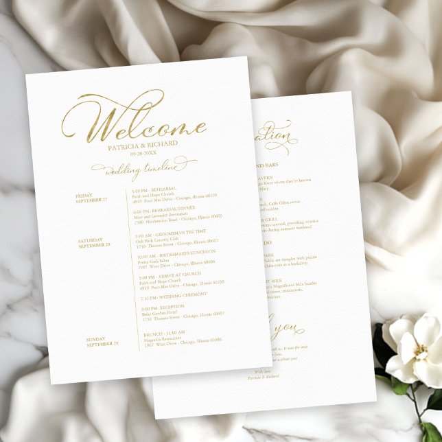 Modern Elegant Wedding Weekend Itinerary Schedule (Creator Uploaded)