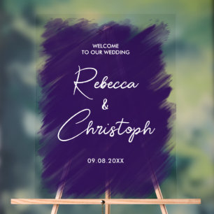 Modern elegant wedding welcome acrylic sign
