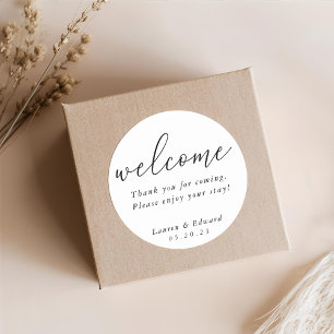 Modern Elegant Wedding Welcome Classic Round Sticker