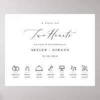 Modern Elegant Wedding Welcome Sign with Timeline