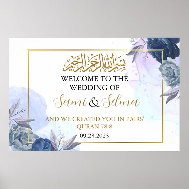 Modern Elegant Welcome Muslim Wedding Poster (Front)