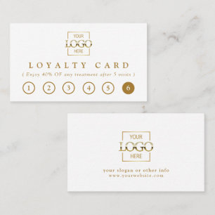 Modern Elegant White and Gold Business Logo Reward Loyalty Card