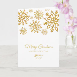 Modern Elegant White and Gold Merry Christmas  Card