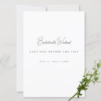 Modern & Elegant White bachelorette weekend cards