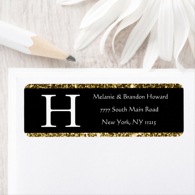 Modern Elegant White Black Gold Monogram Initial (Insitu)